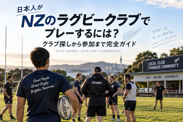 ニュージーランドの地域ラグビークラブの練習に参加する選手たち